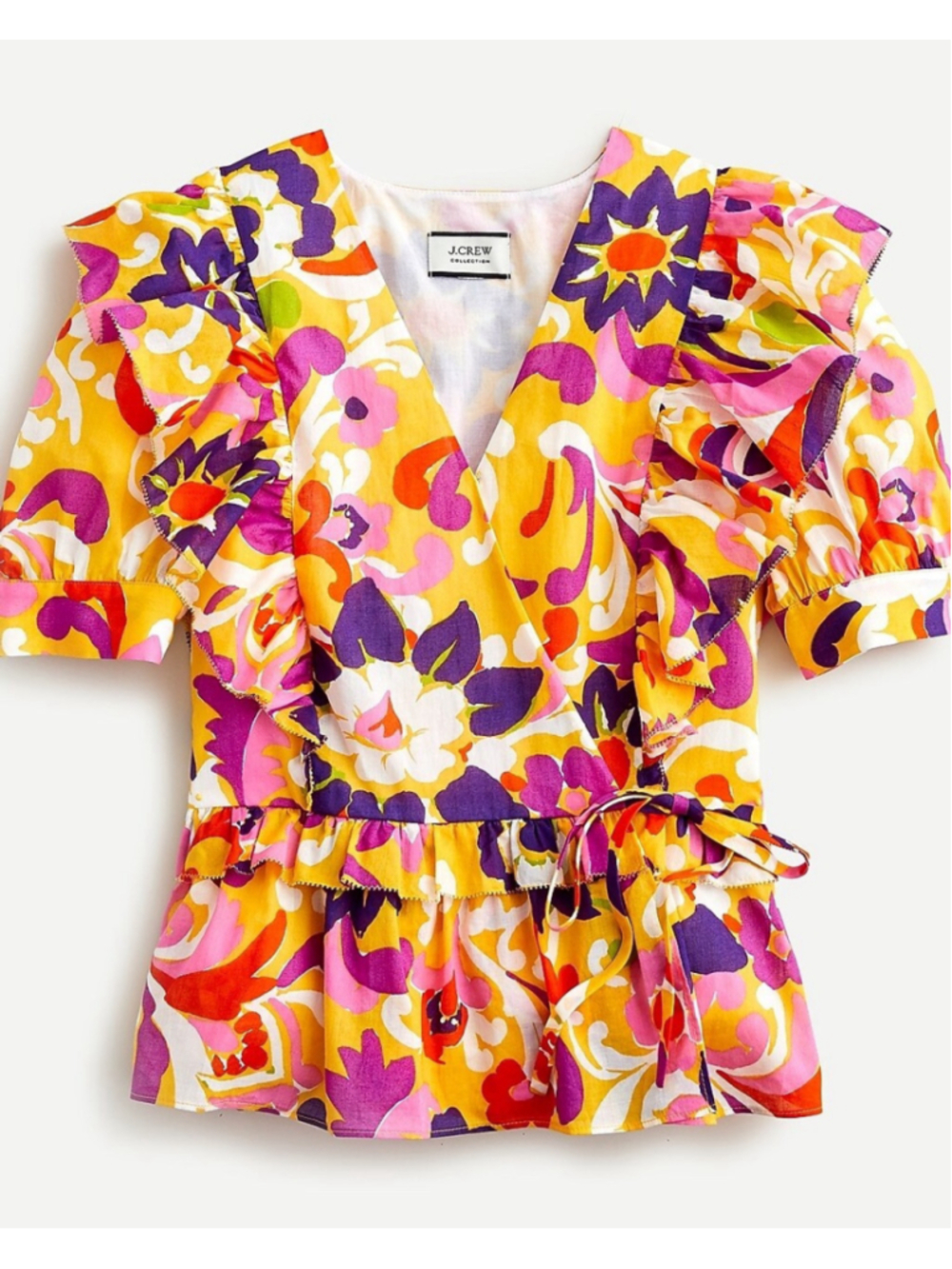 J.Crew Collection Ruffle Wrap Top Ratti Curly Floral Office Work Career Casual